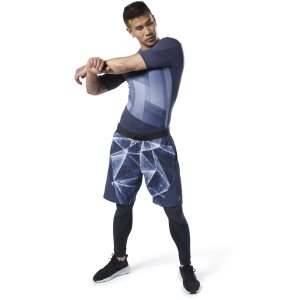 Koszulki Męskie Reebok One Series Training Compression Granatowe PL 37DCSEJ